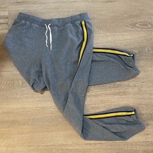 SPLENDID cozy loungewear gray sweatpants w/blue side stripes, size large